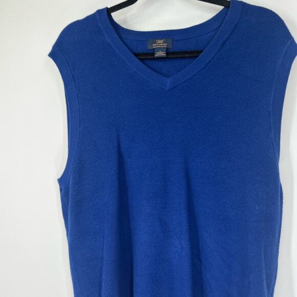 346 Brooks Brothers Supima Cotton Blue Sleeveless Sweater Vest - Picture 2 of 5